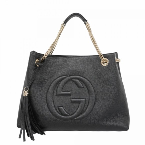 Gucci Handbags - GUCCI Black Leather Tote Bag